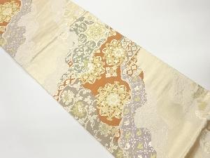 道長取りに華紋・花唐草模様織出し袋帯